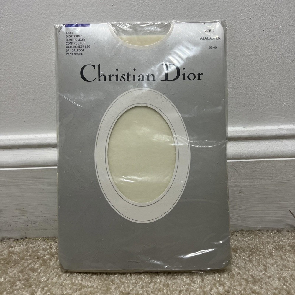 NWT Christian Dior Alabaster Control Top Ultrasheer Sandalfoot Pantyhose Sz 1